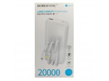 Внешний аккумулятор 20 000 mAh BOROFONE BJ79A (USB/PD/3 кабеля/LED инд) белый