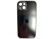 Чехол силикон-пластик iPhone 15 стеклянный матовый с логотипом серый