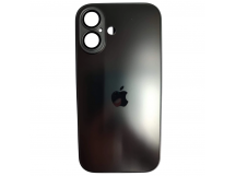 Чехол силикон-пластик iPhone 16 стеклянный матовый с логотипом серый