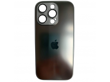 Чехол силикон-пластик iPhone 16 Pro стеклянный матовый с логотипом серый