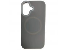 Чехол силиконовый iPhone 16 матовый с MagSafe серый