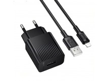 Сетевой адаптер питания BOROFONE BAS71A + кабель Lightning (черный)