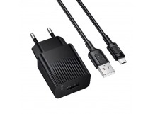 Сетевой адаптер питания BOROFONE BAS71A + кабель Micro (черный)