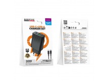 Сетевое ЗУ BOROFONE BAS76A + кабель Type-C-Type-C (USB QC3.0/PD 30W) черное