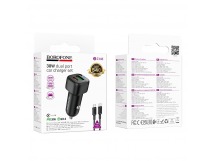 Автомобильное зарядное устройство USB/Type-C Borofone BZ34B (38W, QC3.0, PD, 1Type-C, 1USB, кабель Type-C-Type-C) Черный