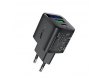 Сетевое зарядное устройство USB/Type-C Acefast A114 (25W, QC3.0, PD, 2 порта, GaN, с дисплеем) Черный