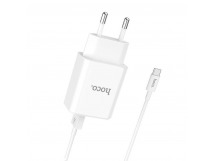 Адаптер Сетевой с кабелем Hoco C62A Victoria(повр. уп. ) 2USB 2,1A/10W (USB/Type-C) (white) (241317)