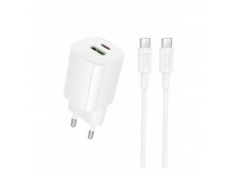 Сетевой адаптер питания BOROFONE BA104A PD 20W + Q.C3.0 + кабель Type-C - Type-C (белый)