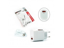 Сетевой адаптер питания MRM XQ10 QC3.0 5V/3.1A 18W 1USB + кабель Type-C 1м (белый)