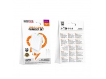 Сетевое ЗУ BOROFONE BAS76A + кабель Lightning/Type-C (USB QC3.0/PD 30W) белое