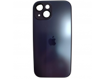 Чехол силикон-пластик iPhone 15 стеклянный матовый с логотипом фиолетовый