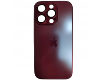 Чехол силикон-пластик iPhone 15 Pro стеклянный матовый с логотипом бордовый