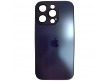 Чехол силикон-пластик iPhone 15 Pro стеклянный матовый с логотипом фиолетовый