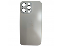 Чехол силикон-пластик iPhone 15 Pro Max стеклянный матовый с логотипом белый