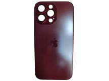 Чехол силикон-пластик iPhone 15 Pro Max стеклянный матовый с логотипом бордовый