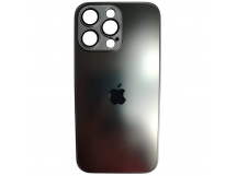 Чехол силикон-пластик iPhone 15 Pro Max стеклянный матовый с логотипом серый