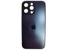 Чехол силикон-пластик iPhone 15 Pro Max стеклянный матовый с логотипом фиолетовый