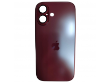 Чехол силикон-пластик iPhone 16 стеклянный матовый с логотипом бордовый