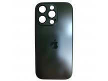 Чехол силикон-пластик iPhone 16 Pro стеклянный матовый с логотипом темно-зеленый