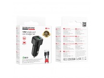 Автомобильный адаптер питания BOROFONE BZ34 + кабелб Type-C 18W QC 3.0 (черный)