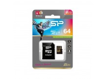 MicroSD  64GB  Silicon Power Class 10  Elite Gold (R/W 85 Mb/s) + SD адаптер
