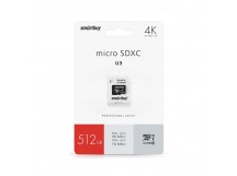 MicroSDXC  512GB  Smart Buy Class 10 Pro UHS-I U3 (70/90 Mb/s) + SD адаптер