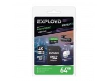 MicroSD  64GB  Exployd Class 10 Vision UHS-I U V30 (95 Mb/s) + SD адаптер