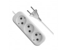 Удлинитель DEFENDER B230 3 гнезда, 1,5 метра, 10А/2200Вт, без заземления, ПВС 2х1,0мм, белый (1/40)