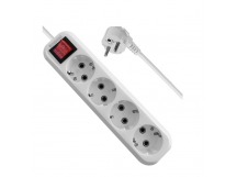 Удлинитель DEFENDER L340 4 гнезда, 3 метра, с заземлением, 16А/3500Вт, ПВС 3х1,0мм, с выключателем, белый (1/40)