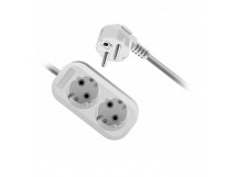 Удлинитель DEFENDER R320 2 гнезда, 2 метра, 16А/3500Вт, с заземлением, ПВС 3х1,0мм, белый (1/40)