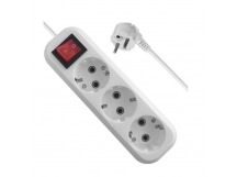 Удлинитель DEFENDER L330 3 гнезда, 15 метров, с заземлением, 16А/3500Вт, ПВС 3х1,0мм, с выключателем, белый (1/15)