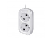 Удлинитель DEFENDER B220 2 гнезда, 2 метра, 10А/2200Вт, без заземления, ПВС 2х1,0мм, белый (1/40)