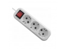 Удлинитель DEFENDER L330 3 гнезда, 3 метра, с заземлением, 16А/3500Вт, ПВС 3х1,0мм, с выключателем, белый (1/40)