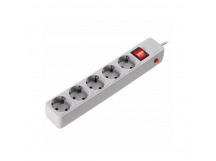 Сетевой фильтр SMARTBUY 16А, 3500 Вт, 5 гнезд, с з/ш, земля, ПВС 3x1.0 мм², 3,0 м, серый (1/45)