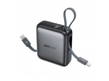 Внешний Аккумулятор (Power Bank) Acefast M23 10000 mAh (22.5W, PD, Type-C, встроенный кабель Type-C/Lightning, LED дисплей) Черный