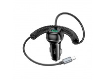 Блок питания автомобильный 1 USB HOCO Z58B Rank, 3.0A, пластик, QC3.0, PD30Вт, кабель 8 pin, цвет: чёрный (1/11/110)