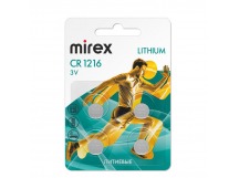 Элемент питания Mirex CR1216  3V  4 шт (4/216/648), ecopack