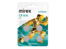 Элемент питания Mirex CR1616  3V  4 шт (4/216/648), ecopack