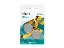 Элемент питания Mirex CR2016  3V  2 шт (2/40/480), ecopack