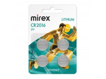 Элемент питания Mirex CR2016  3V  4 шт (4/216/648), ecopack