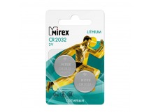 Элемент питания Mirex CR2032  3V  2 шт (2/40/480), ecopack