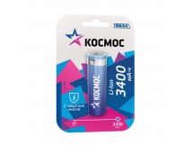 Аккумулятор КОСМОС 18650 3400mAh (1бл) с защитой (1/10/100)