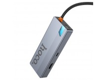 Адаптер-Хаб Hoco HB51 (HDTV+RJ45+PD+USB3.0*3), серый металлик