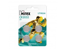 Элемент питания Mirex CR2032  3V  4 шт (4/216/648), ecopack