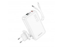 Аккумулятор внешний Borofone BJ39 Follower, 10000mAh, пластик, дисплей, QC3.0, выход USB, Type-C, кабель 8pin, Type-C, цвет: белый (1/36)