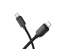 Кабель Type-C - 8 pin HOCO X113 Beneficio, 1.0м, круглый, PD27Вт, 3.0А, нейлон, цвет: чёрный (1/31/310)