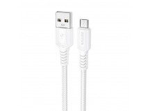 Кабель USB - микро USB Borofone BX116 Certain, 1.0м, 2.4A, ткань, цвет: белый (1/360)