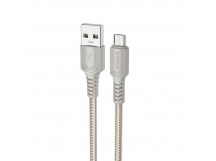 Кабель USB - микро USB Borofone BX116 Certain, 1.0м, 2.4A, ткань, цвет: серый (1/360)