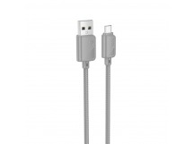 Кабель USB - микро USB HOCO X113 Beneficio, 1.0м, круглый, 2.4А, нейлон, цвет: серый (1/31/310)