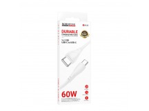 Кабель Type-C - Type-C Borofone BX121 Energy, 1.0м, круглый, PD60Вт, ПВХ, цвет: белый упакован (1/360)